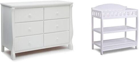 Delta Children Universal 6 Drawer Dresser with Interlocking Drawers - Greenguard Gold Certified, Grey & Emery 4-in-1 Convertible Baby Crib, Pack of 1, Grey in Kuwait