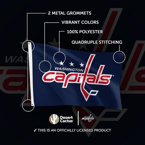 علم صبار واشنطن كابيتالز الصحراوي NHL 100% بوليستر للاستخدام الداخلي والخارجي 3×5 أقدام أعلام فريق دوري الهوكي الوطني (التصميم #1) in Saudi Arabia