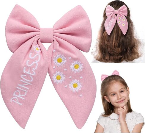 SWEETV Hair Bows For Girls Baby Girls Hair Clip Spring Flower Hair Barrettes Fable Hair Bows Handmade Cotton Linen Hair Accessories for Little Girls Toddler Kids Teens in Saudi Arabia