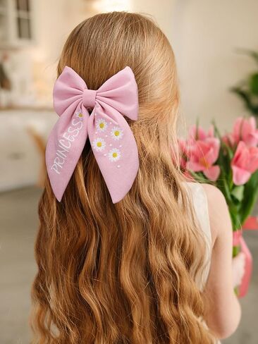 SWEETV Hair Bows For Girls Baby Girls Hair Clip Spring Flower Hair Barrettes Fable Hair Bows Handmade Cotton Linen Hair Accessories for Little Girls Toddler Kids Teens in Saudi Arabia