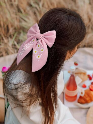 SWEETV Hair Bows For Girls Baby Girls Hair Clip Spring Flower Hair Barrettes Fable Hair Bows Handmade Cotton Linen Hair Accessories for Little Girls Toddler Kids Teens in Saudi Arabia