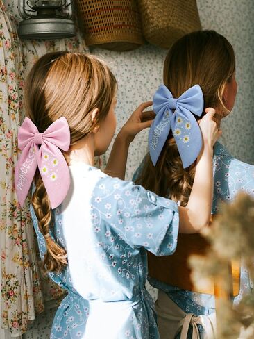SWEETV Hair Bows For Girls Baby Girls Hair Clip Spring Flower Hair Barrettes Fable Hair Bows Handmade Cotton Linen Hair Accessories for Little Girls Toddler Kids Teens in Saudi Arabia
