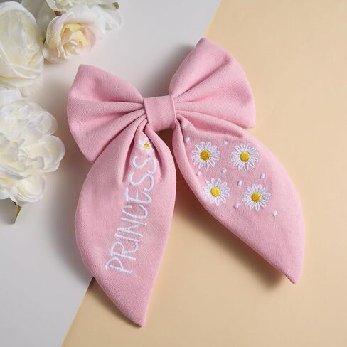 SWEETV Hair Bows For Girls Baby Girls Hair Clip Spring Flower Hair Barrettes Fable Hair Bows Handmade Cotton Linen Hair Accessories for Little Girls Toddler Kids Teens in Saudi Arabia