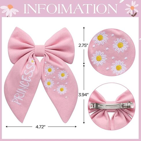 SWEETV Hair Bows For Girls Baby Girls Hair Clip Spring Flower Hair Barrettes Fable Hair Bows Handmade Cotton Linen Hair Accessories for Little Girls Toddler Kids Teens in Saudi Arabia