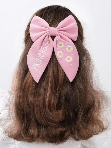 SWEETV Hair Bows For Girls Baby Girls Hair Clip Spring Flower Hair Barrettes Fable Hair Bows Handmade Cotton Linen Hair Accessories for Little Girls Toddler Kids Teens in Saudi Arabia