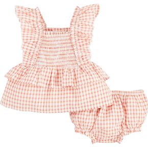 Mud Pie baby-boys Children's Check Smocked Pinafore Set