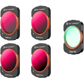 K&F Concept Magnetic ND Polarized Filters Set+ Star Filter for DJI Osmo Pocket 3 Creator Combo Accessories -ND8/PL,ND16/PL,ND32/PL,ND64/PL,6 Points Cross Star Filter
