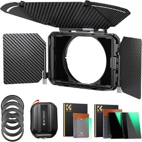 DSLR Side Wings Camera Matte Box + Square ND0.9 + ND1.8+ Black Diffusion 1/4 (4 Pack) 4'' x 5.65'' Cinema Neutral Density Filters Kit for 67/72/77/82/95mm Lenses