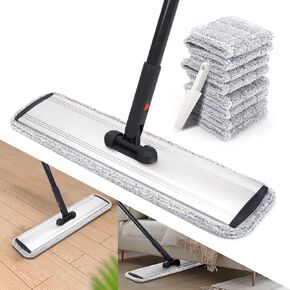 Dust Mop for Hardwood Floors 36" Commercial Industrial Cotton Floor Dust Mop with Extra 3 Mop Refill Pads 61 Inch Long Handle for Cleaning Office Garage Hardwood Warehouse Factory Mall Deck
