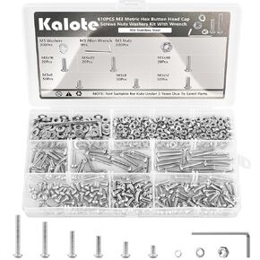 Metric Screws Assortment, 420 Pcs M4 Screw Kit, Suitable for 3D Printer DIY, M4*6mm/8mm/12mm/16mm/20mm/25mm/30mm/40mm 10.9 Grade Alloy Steel Hex Button Head Cap Bolts Nuts Kit with 1Pcs Allen Wrench