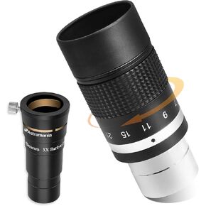 Astromania Telescope Barlow Lens 3X with 4-Elements - Bundle with - 1.25" 7-21mm Zoom Eyepiece for Telescope