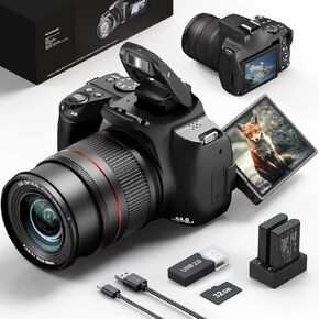 64MP Digital Cameras for Photography,12 X Optical Zoom with WiFi & App Control,4K vlogging Camera for YouTube,Auto Focus,Camera Straps,2 battries and 32 SD Card G700