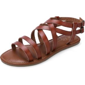 Luffymomo Women's Flat Sandals Open Toe Casual Strappy Sandals Comfortable Ankle Strap Gladiator Slides