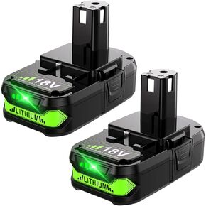 POWTREE Upgraded 3800mAh 18V P102 Lithium Battery Replacement for Ryobi 18V Battery Ryobi ONE+ P107 P108 P103 P104 P105 P106 P109 P122 Cordless Power Tools 2 Packs