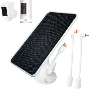 Solar Panel Charging for Ring Camera: Ring Spotlight Cam Plus/Battery, Stick Up Cam Battery, JJMASEE with 13FT Weatherproof USB Type C & DC Connector Cable and 360° Aluminium Mount(1 Pack)