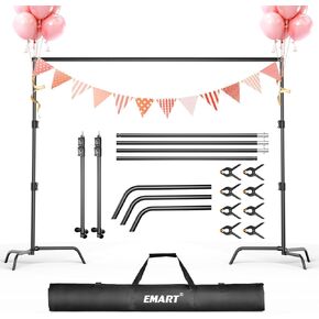 Emart Photo Backdrop Stand, 7x10ft C Stand Background Support Kit for Photography with 4 Crossbars, 8 Backdrop Clamps and Carrying Bag for Photoshoot Parties Wedding Events Decoration