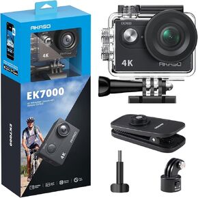 AKASO EK7000 Action Camera and Quick Release Backpack Clip Accessories Kit Bundle