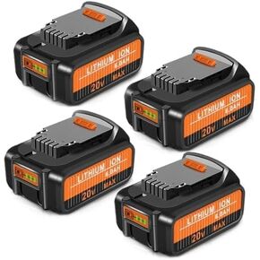 Amityke 4-Pack 20V 6.0Ah Replacement for Dewalt Battery, Compatible with Dewalt 20V Max DCD/DCF/DCG/DCS Tools & DCB107/115/118 Chargers