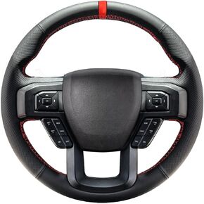 Belinous Leather Steering Wheel Cover Lace Up, Hand-Stitch on Wrap, Steering Wrap Compatible with Ford 2016 2017 2018 2019 F150 Raptor (Red) in Kuwait