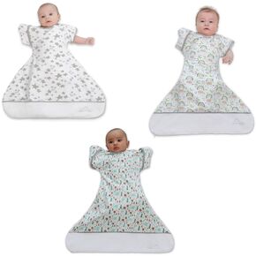 Swaddle Sack Arms Up, Allows Babies HIPS to Move Freely, fits Newborn Babies 0-6 Months, Arms in/Out Transition Swaddle Sack