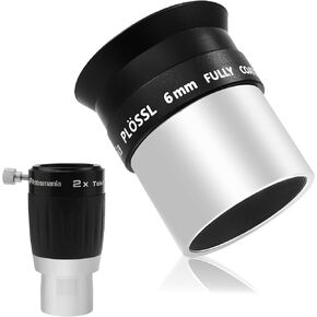 Astromania Barlow Lens 2X 1.25 Inch 3-Elements Metal TeleXtender - 1.25" 6mm Plossl Telescope Eyepiece
