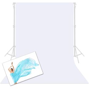 Prism 9x11 FT Brushed Organic Cotton Photo Backdrop, White Screen Cloth Photography Back Drop Curtain for Picture or Video, High Nap Muslin Fabric Background for Low Reflectance and Bleed-Through