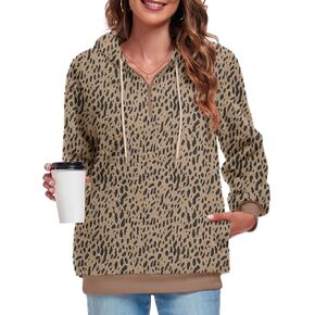 Bestbee Women's Plus Size Warm Fleece Pullover Sweaters, Long Sleeve Fuzzy Hoodies Half Zip-Up with Pockets, 2XL, Silver Grey