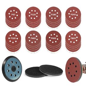 5 in Random Orbital Sander Replacement Pad for DeWalt DWE6423/6423K,DWE6421/6421K,5 in 8 Hole Hook Loop Foam Sanding Backing Pads,60/120/180/240/320/400/600/800Grit Sanding Discs Set