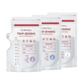 120 Pcs Breastmilk Storage Bags 8 Oz, Temp-Sensing BPA Free Milk Storage Bags with Pour Spout for Breastfeeding, Self-Standing or Flat Pre-sterilised Bag, Space Saving for Fridge or Freezer