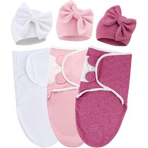 Newborn Receiving Blanket with Bow Hat Headband Wooden Card Set Newborns Toddler Baby Boy Girl Nursery Swaddle Wrap