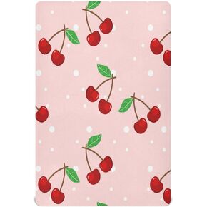 Cherry Fitted Crib Sheets for Unisex Baby, Soft and Breathable Portable Mini Stretchy Crib Sheet for Standard Crib and Toddler Mattresses, 39 * 27 Inch