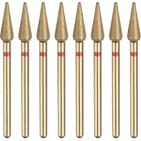 HARFINGTON 8pcs 120-140 Grits Diamond Grinding Bit 4.2mm Bullet-Head 2.35mm Shank 12mm Length Titanium Plated Stone Sanding Drill Bits Rotary Tool for Nails Grinding Polishing