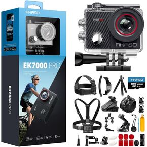 AKASO EK7000 Pro Action Camera with 128GB MicroSDXC Memory Card and 42 in 1 Action Camera Accessories Kit Bundle