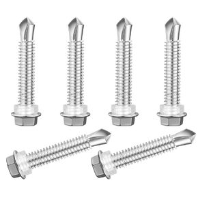 M5.5 x 50mm Stainless Hex Washer Head Self Drilling Screws, 410 Stainless Steel Metal Sheet Screws, TEK Screws, Self Drilling Screws, Self Tapping Screws,Sheet Metal Screws, 50PCS