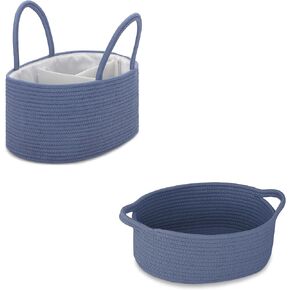 COMSE Large Diaper Caddy Organizer, Diaper Basket, Baby Car Organizer, and Small Woven Basket with Gift Bag and Ribbons