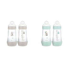 MAM Easy Start Matte Anti-Colic Baby Bottles, 9 oz (2 Count), Medium Flow Nipples, Unisex & Baby Boy Bottles