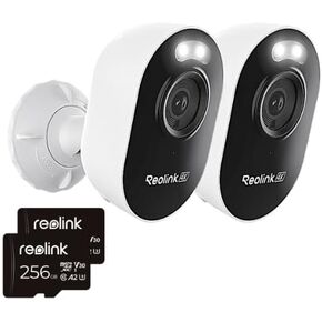 REOLINK Camera with 256GB microSD Card 2 Pack Bundle, 8MP WiFi Camera Lumus Pro for Outdoor Security, Color Night Vision 24/7 Recording