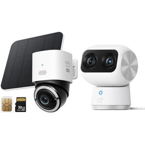 eufy Security 4G LTE Cam S330, 4K Cellular Solar Security Cameras Wireless Outdoor + Indoor Cam S350, Dual Cameras, 4K UHD, 360° Camera, Baby Monitor, Pet Camera