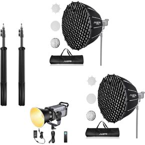 JYJZPB 2PCS 110"/9.5Ft Photography Light Stand and 35.4inch/90cm Parabolic Softbox, 1PCS 100W COB LED Video Light