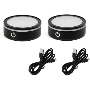 Dual-Power Art Illumination Stand with 5x5cm Display Area - Crystal Photography Lighting for Collectors & Festive Displays (7oz) set of 2