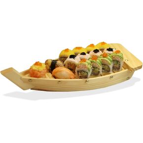 Kichgather 27.6“ Wooden Sushi Serving Tray Boat Plate for Restaurant or Home