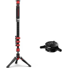 IFOOTAGE 71" Professional Monopod and Quick Release Plate, Carbon Fiber Monopod for DSLR Cameras, Portable Travel Camera Monopod with feet Max Load 17.64 lbs, Cobra 3 C180F,Seastar Q1S