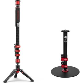 IFOOTAGE 71" Professional Monopod and Round Base Monopod, Carbon Fiber Monopod for DSLR Cameras, Portable Travel Camera Monopod with feet Max Load 17.64 lbs, Cobra 3 C180F,Vlogging(RB-A200)