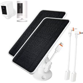 Solar Panel Charging for Ring Camera: Ring Spotlight Cam Plus/Battery, Stick Up Cam Battery, JJMASEE with 13FT Weatherproof USB Type C & DC Connector Cable and 360° Aluminium Mount(2 Pack)