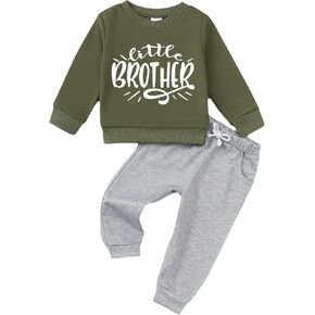 NZRVAWS Toddler Baby Boy Clothes Long Sleeve Pullover Sweatshirt Letter Top Jogger Pants Newborn Infant Boy Clothing Set