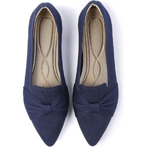 Flats for Womens Classic Pointed Toe Ballet Flats Comfortable Knit Dressy Bow Flats Shoes
