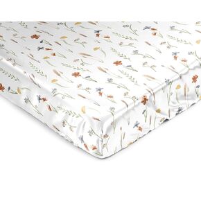 Sweet Jojo Designs Boho Floral Garden Flower Girl Baby Satin Fitted Crib Sheet Infant Newborn Nursery Toddler Bed Room Standard Mattress Watercolor Bohemian Farmhouse Wildflower Vintage Shabby Chic