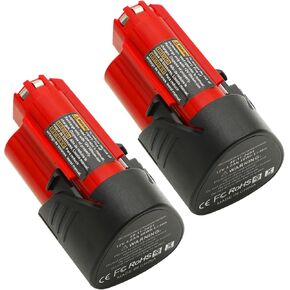 2-Pack 4.0Ah 12V Lithium-Ion Replacement Battery Compatible with Milwaukee M12 Cordless Tools - Fits Models 48-11-2420 48-11-2440 48-11-2402 48-11-2411 48-11-2412