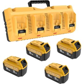 4Pack Upgraded 12.0Ah Replacement for Dewalt 20V Max Battery with DCB104 Battery Charger Station