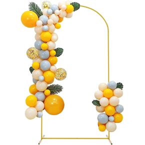 Newsmarts 7.2FT+6.6FT Two Set Wedding Door Arch Gold Metal Backdrop Stand Frame for Baby Ceremony Party Garden Decoration